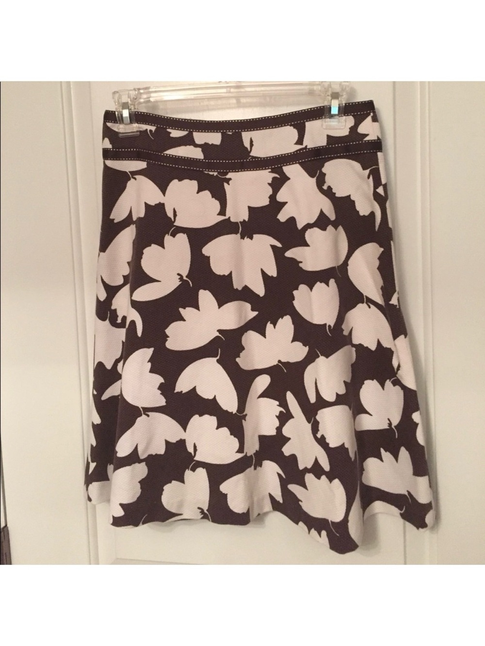 SKIRTIN AROUND SKIRT BROWN WHITE FLORAL COTTON A-LINE Size 2